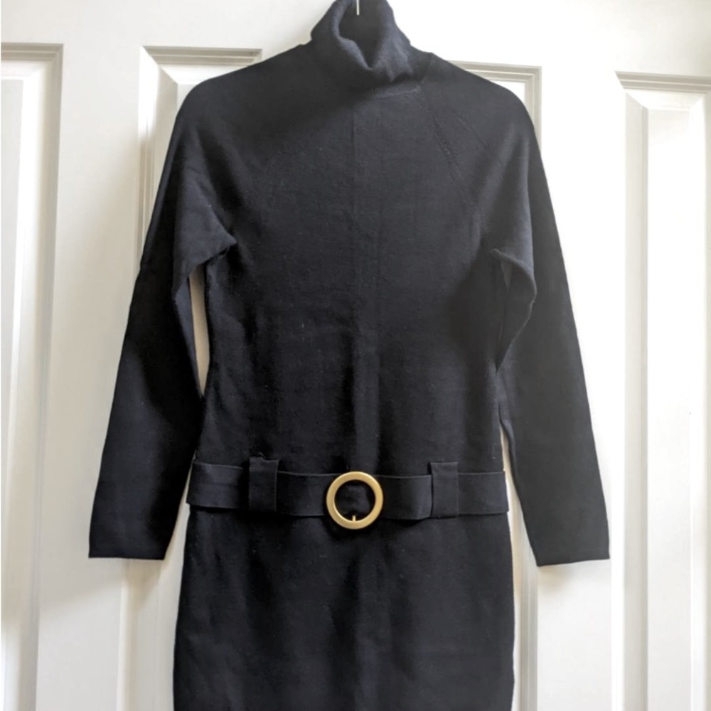 Black turtleneck mini dress